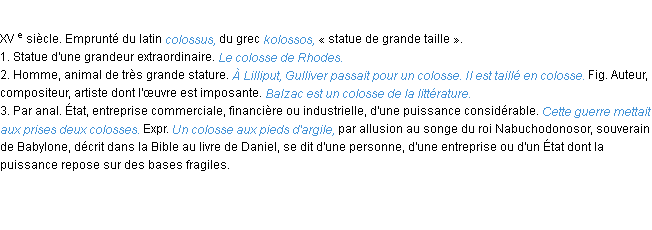 Définition colosse ACAD 1986