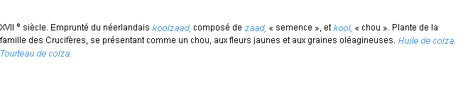 Définition colza ACAD 1986
