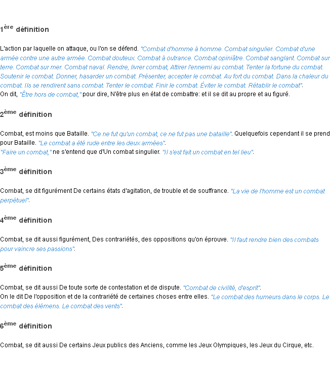 Définition combat ACAD 1798