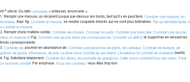 Définition combler ACAD 1986