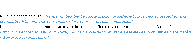 Définition combustible ACAD 1835