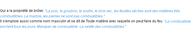 Définition combustible ACAD 1932