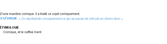 Définition comiquement Emile Littré