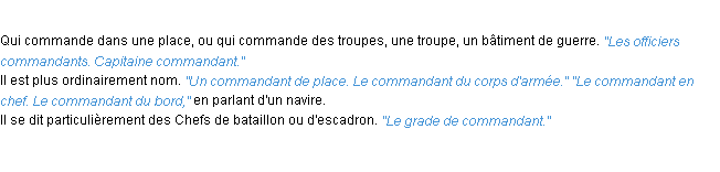 Définition commandant ACAD 1932