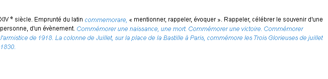 Définition commémorer ACAD 1986