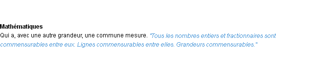 Définition commensurable ACAD 1932