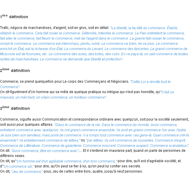 Définition commerce ACAD 1798
