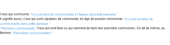 Définition communiant ACAD 1835