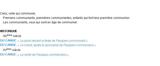 Définition communiant Emile Littré