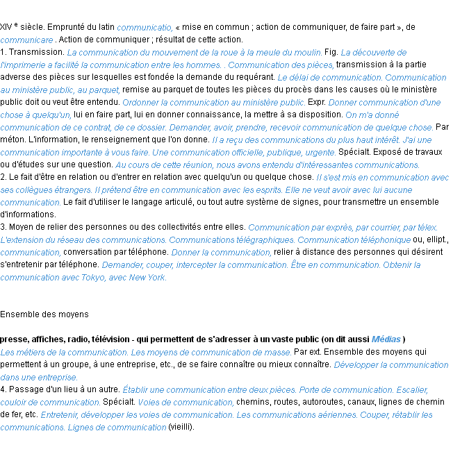 Définition communication ACAD 1986