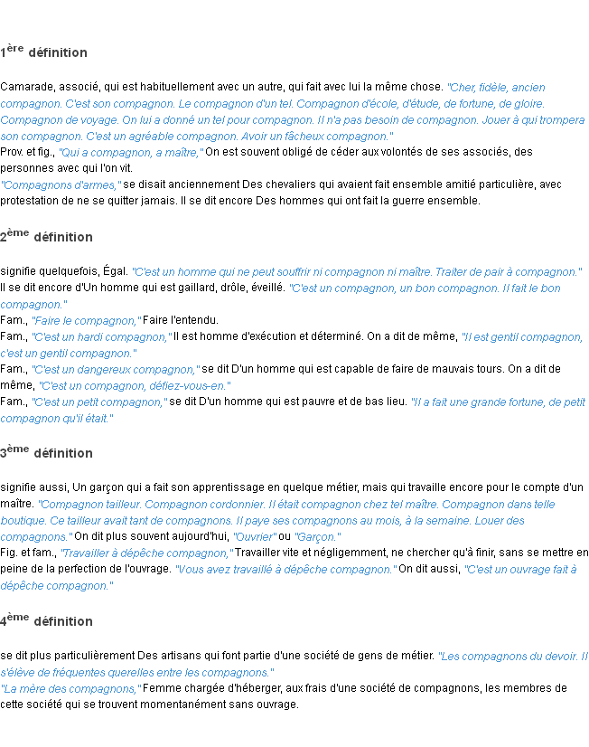 Définition compagnon ACAD 1835