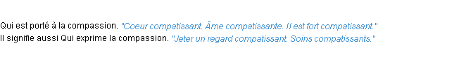 Définition compatissant ACAD 1932