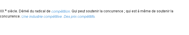 Définition compétitif ACAD 1986