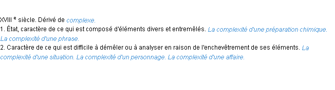 Définition complexité ACAD 1986