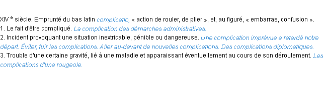 Définition complication ACAD 1986