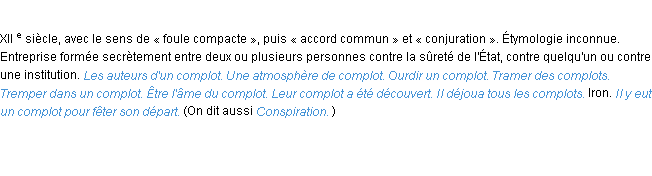 Définition complot ACAD 1986