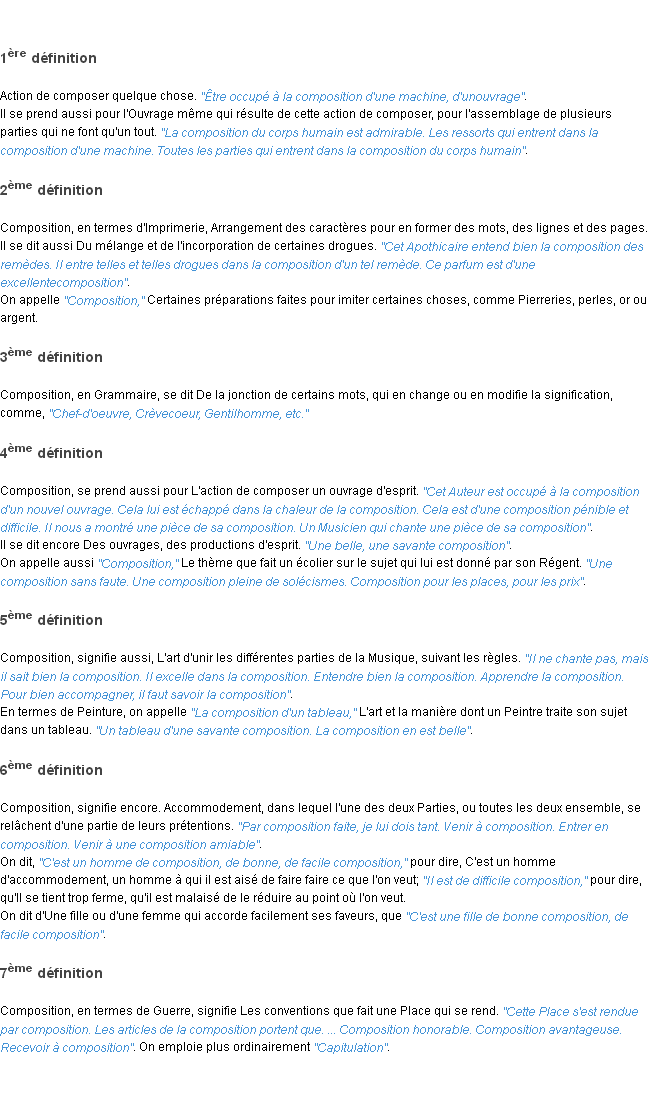 Définition composition ACAD 1798
