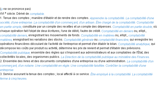 Définition comptabilité ACAD 1986