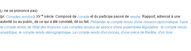 Définition compte rendu ACAD 1986