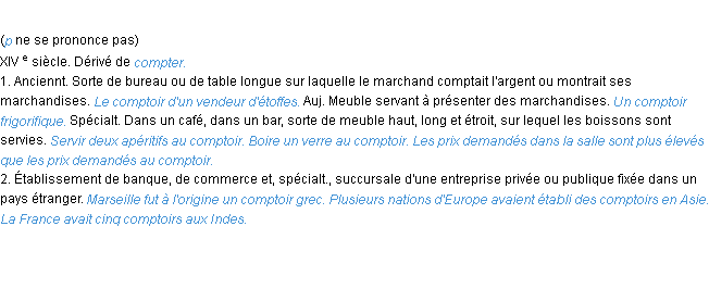 Définition comptoir ACAD 1986