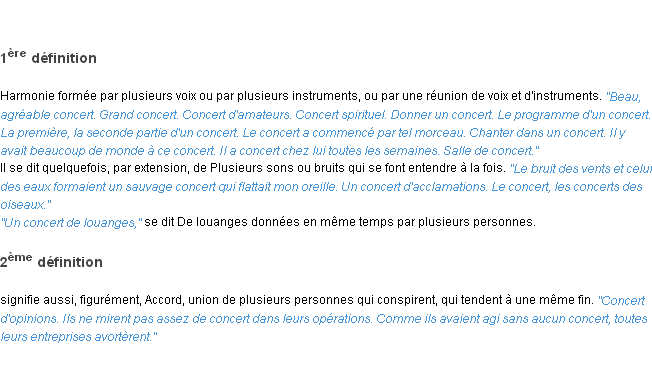 Définition concert ACAD 1835