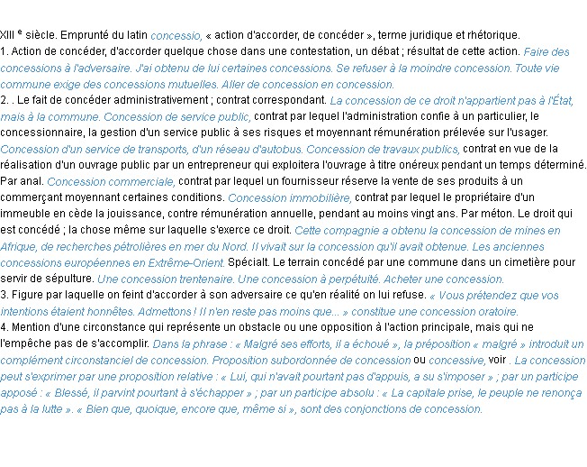 Définition concession ACAD 1986