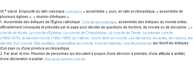 Définition concile ACAD 1986