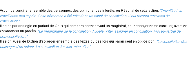 Définition conciliation ACAD 1932