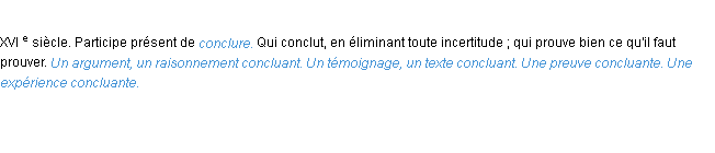 Définition concluant ACAD 1986