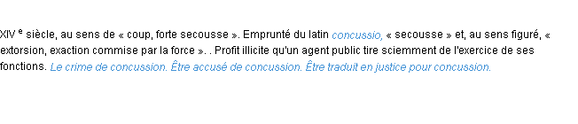 Définition concussion ACAD 1986