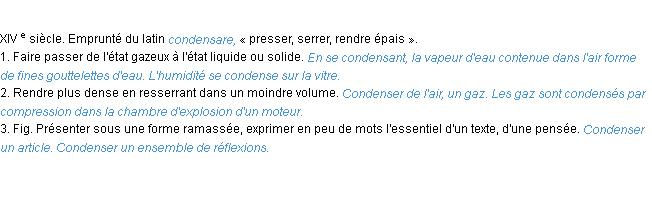 Définition condenser ACAD 1986