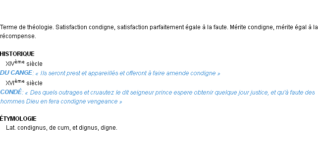 Définition condigne Emile Littré