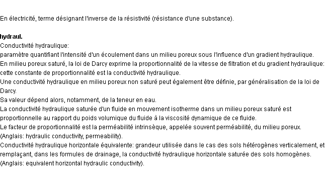 Définition conductivité