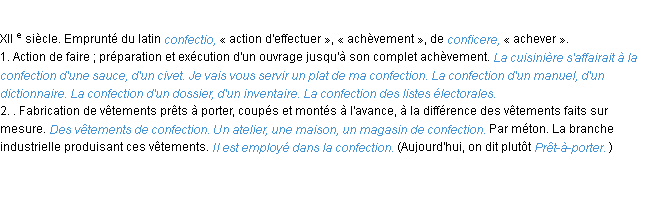 Définition confection ACAD 1986