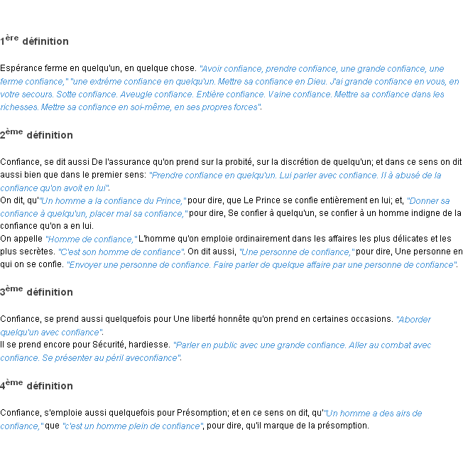 Définition confiance ACAD 1798