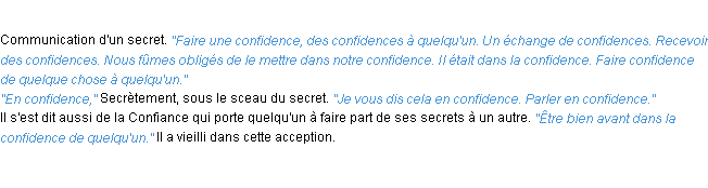 Définition confidence ACAD 1932