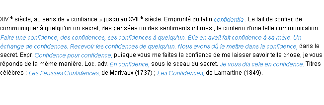 Définition confidence ACAD 1986