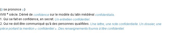 Définition confidentiel ACAD 1986