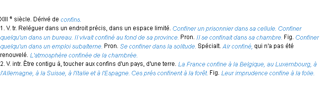 Définition confiner ACAD 1986