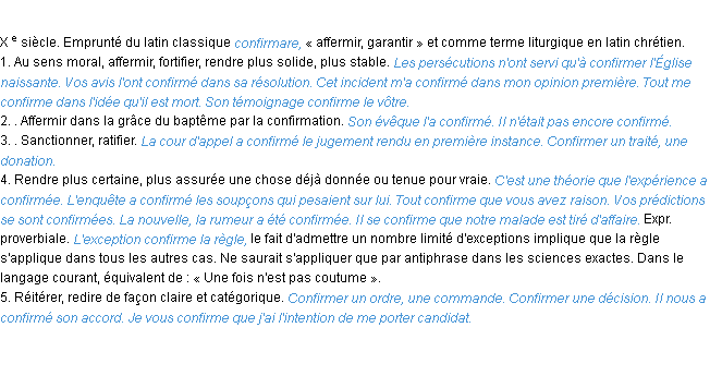 Définition confirmer ACAD 1986