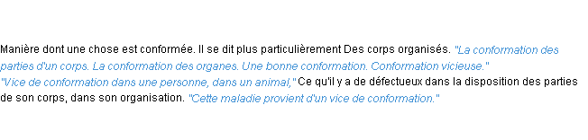 Définition conformation ACAD 1835