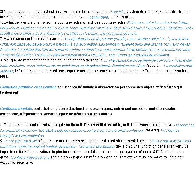 Définition confusion ACAD 1986