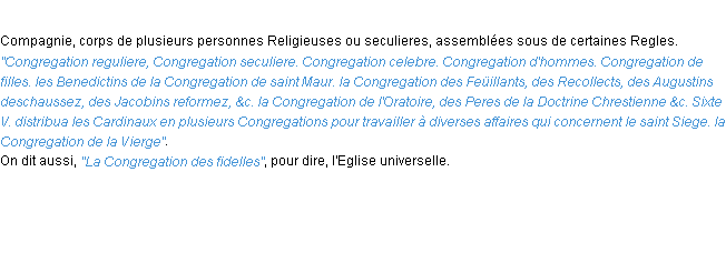 Définition congregation ACAD 1694