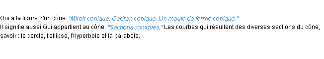 Définition conique ACAD 1932