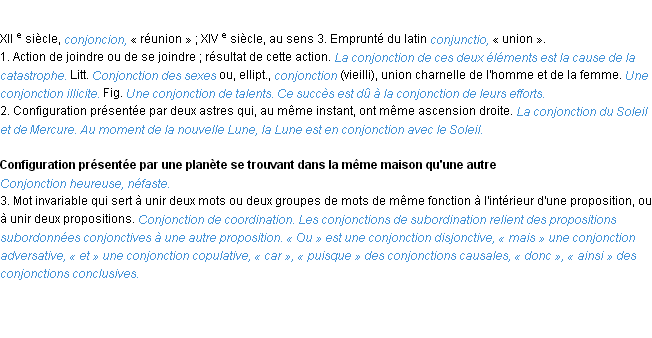 Définition conjonction ACAD 1986