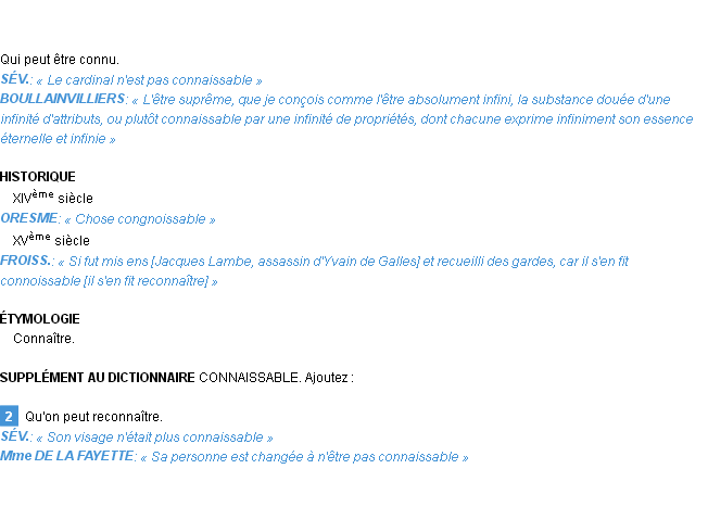 Définition connaissable Emile Littré