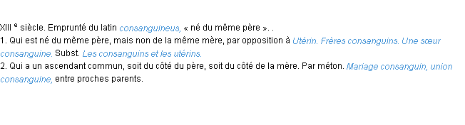 Définition consanguin ACAD 1986