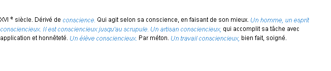 Définition consciencieux ACAD 1986