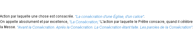 Définition consécration ACAD 1798