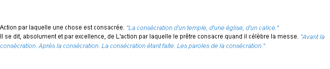 Définition consécration ACAD 1835